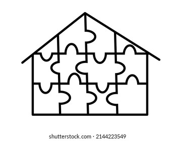 vector de icono del rompecabezas de la casa sobre fondo blanco
