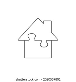 House Puzzle line icon, Vector isolated simple sign.