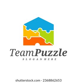 House Puzzle logo design vector template, Vector label of puzzle, illustration, Creative icon, design concept