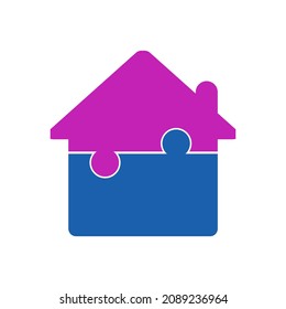 House puzzle piece. Business building. Vector illustration