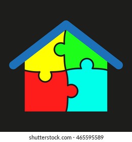 House puzzle, vector icon, eps10