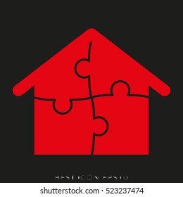 house, puzzle, vector icon, eps10