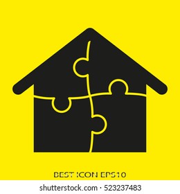 house, puzzle, vector icon, eps10