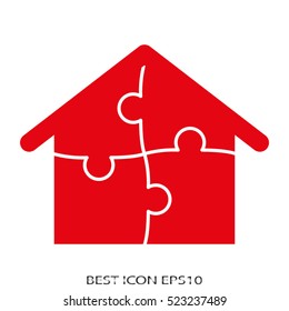 house, puzzle, vector icon, eps10