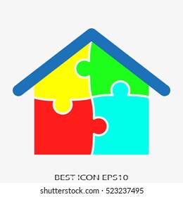 house, puzzle, vector icon, eps10