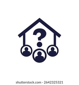 house and question mark icon with people