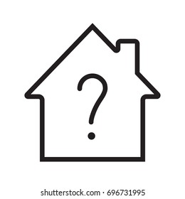 House with question mark inside linear icon. Thin line illustration. Housing problems, questions. Contour symbol. Vector isolated outline drawing