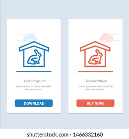 House, Rabbit, Easter, Nature  Blue and Red Download and Buy Now web Widget Card Template. Vector Icon Template background