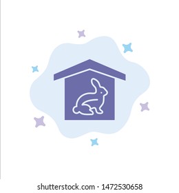 House, Rabbit, Easter, Nature Blue Icon on Abstract Cloud Background