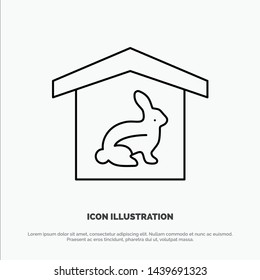 House, Rabbit, Easter, Nature Line Icon Vector