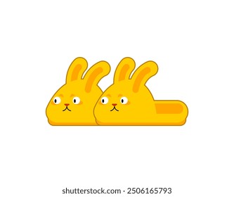 House rabbit slippers isolated. House shoes rabbits. Vector illustration