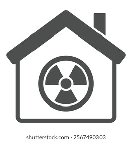 House with radiation seal solid icon, atomic energy concept. Vector graphics. Cottage building and radioactivity danger sign on white background, glyph style icon for mobile or web design