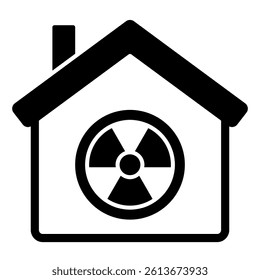 House with radiation seal solid icon, atomic energy concept. Vector graphics. Cottage building and radioactivity, danger sign on white background, glyph style mobile or design