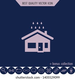 House and rain icon, web design element