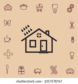 House and rain outline icon
