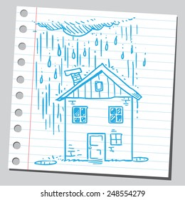 House in rainy day