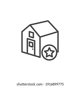 House ranking star line icon. linear style sign for mobile concept and web design. Real estate rating outline vector icon. Symbol, logo illustration. Vector graphics