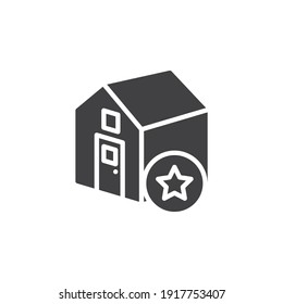 Icono de vector estrella de clasificación de la casa. signo plano relleno para concepto móvil y diseño web. Icono de glifo de calificación inmobiliaria. Símbolo, ilustración del logotipo. Gráficos vectoriales