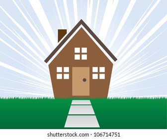 House with rays of light behind