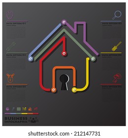 House And Real Estate Connection Timeline Business Infographic Design Template