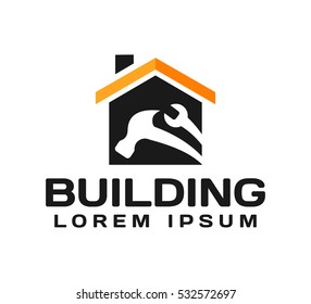 House, Real Estate, Construction, Building Logo. House Vector. House Repair Logo. Tools Icon. Repairs House Sign. Home Improvement Icon.