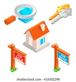 House and real estate flat design icon set