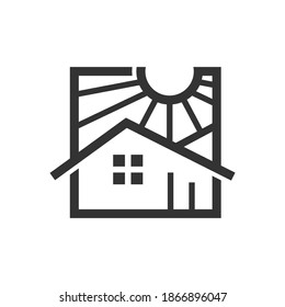 House or real estate flat logo design premium vector 