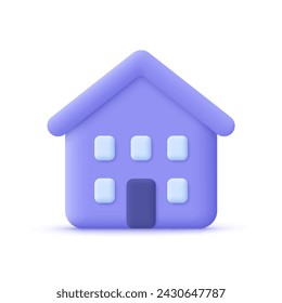 House. Real estate, home, mortgage and loan concept. 3d vector icon. Cartoon minimal style.