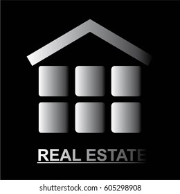 house real estate icon flat vector