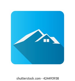 House Real Estate icon logo design long shadow Vector illustration