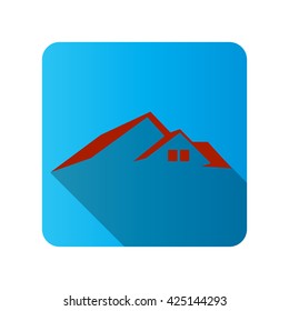 House Real Estate icon logo design long shadow Vector illustration