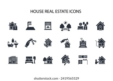 House or Real estate icon set.vector.Editable stroke.linear style sign for use web design,logo.Symbol illustration.