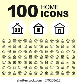 House and real estate icons. Building pictogram. Home vector graphic. Cottage design collection.