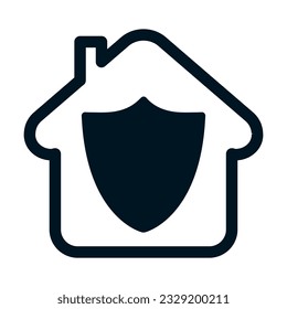 House and real estate insurance icon, house and shield sign, housing insurance against impending loss and fire, building extraordinary events insurance concepts - vector