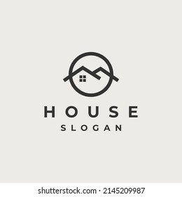 House, Real Estate logo, Builder logo, Roof Construction logo design vector illustration
