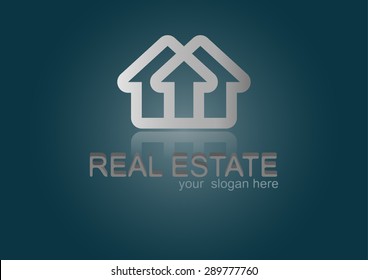 House Real Estate logo gray and white  design , modern office buildings