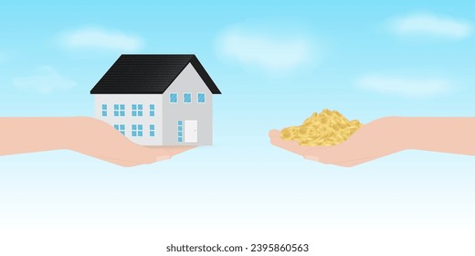 House Real Estate Property. Saving Money for House. House Loan or Mortgage Concept. 