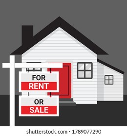 House and real estate for rent or sale because of jobless and economic depression due to pandemic of Covid-19 concept. Coronavirus disease. Design by home with rent or sale offering signs. Vector