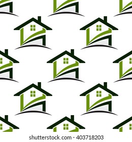 House real estate seamless pattern background.Vector graphic illustration