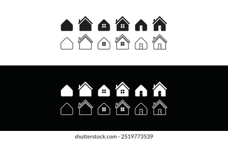 Ícones simples de imóveis residenciais