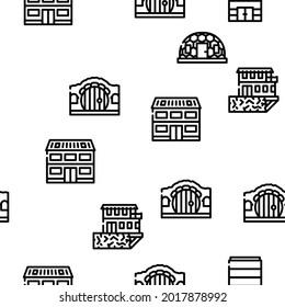 House Real Estate Vector Seamless Pattern Thin Line Illustration