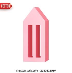 Elemento de diseño 3d realista en casa Al estilo de dibujos animados plásticos. Resumen Icono de casa pequeña aislado en fondo blanco. Ilustración del vector