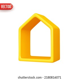 House realistic 3d design element In plastic cartoon style. Abstract Small house Icon isolated on white background. Vector illustration