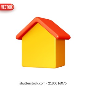 House realistic 3d design element In plastic cartoon style. Abstract Small house Icon isolated on white background. Vector illustration