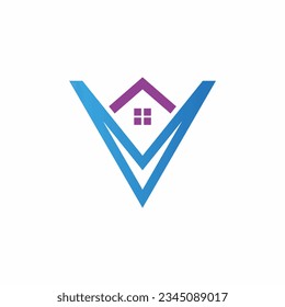 House realty initial v company logo vector image
