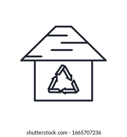 house with recycle symbol inside line style icon design, Ecology eco save green natural organic environment protection and care theme Vector illustration