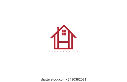  House red color with white background, abstract concept icon.