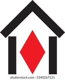House with a red diamond inside.