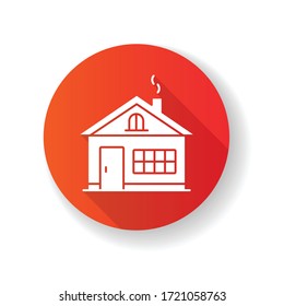 Icono de glifo de diseño plano rojo de la casa. Residencial exterior. Inmobiliaria para alquilar. Edificio de viviendas en las zonas suburbanas. Vivienda. Ilustración de color RGB de silueta