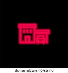 House red glowing neon ui ux icon. Glowing sign logo vector
